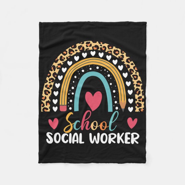 Boho Regenbogen Schule Schulsozialarbeiter  Fleecedecke (Vorderseite)