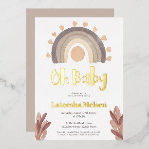 Boho-Regenbogen-Sonnenschein-Wasserfarbe-Baby-Part Folieneinladung
