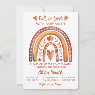 Boho-Regenbogen-Terrakotta-Fall-in-Love-Baby-Party Einladung