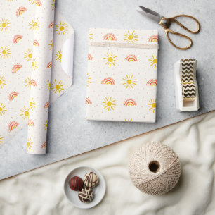 Boho-Regenbogen und Sonnenschein Süßes Baby-Muster Geschenkpapier