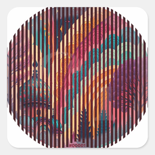 Boho-Regenbogendom-Kreisaufkleber – Anpassbar Quadratischer Aufkleber (Vorderseite)