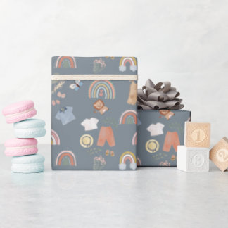 Boho Regenbogenfarben Babydusche Geschenkpapier