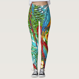 Boho Regenwald mit Vögeln grün und blau niedlich Leggings