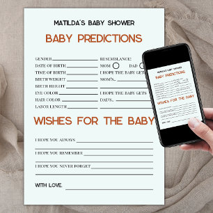 Boho Retro Baby Predictions und wünscht Babydusche Karte