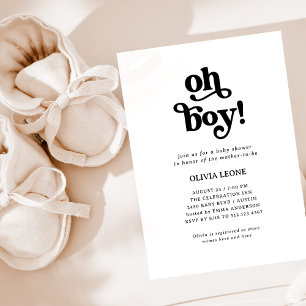 Boho Retro Black und White   Oh Boy Baby Dusche Einladung