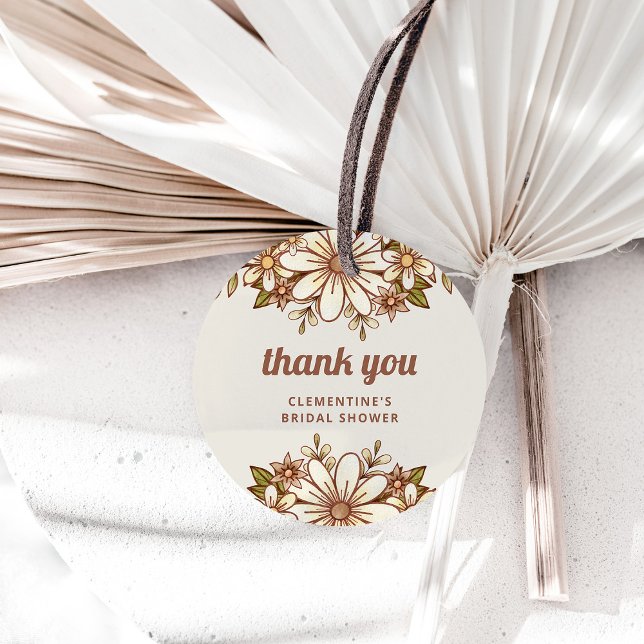 Boho Retro Blume | Brautparty Vielen Dank Geschenkanhänger (A boho, retro floral favor tag for your bridal shower)