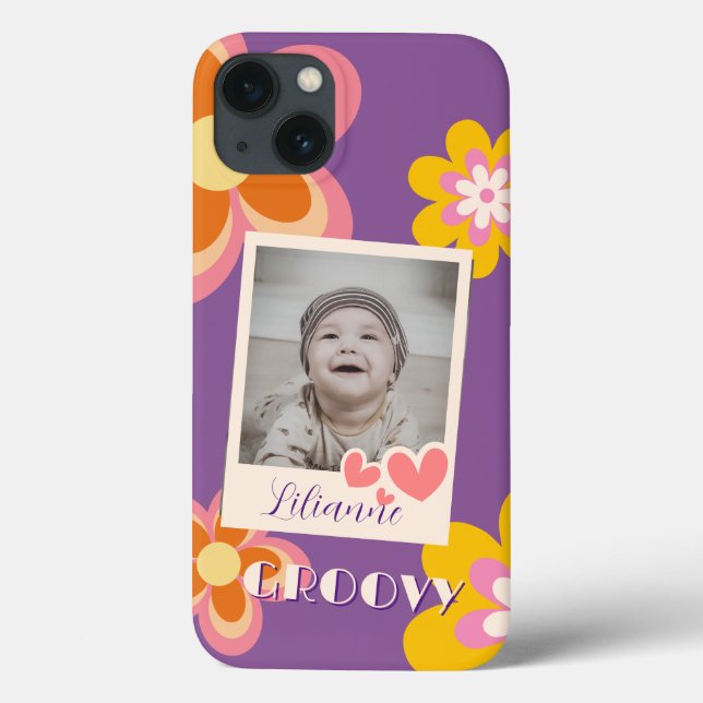Boho Retro Blume Rosa Gelbes Foto Case-Mate iPhone Hülle (Rückseite)