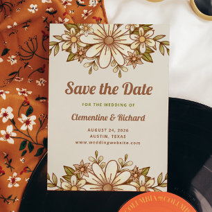 Boho Retro Blumen Hochzeit Save The Date