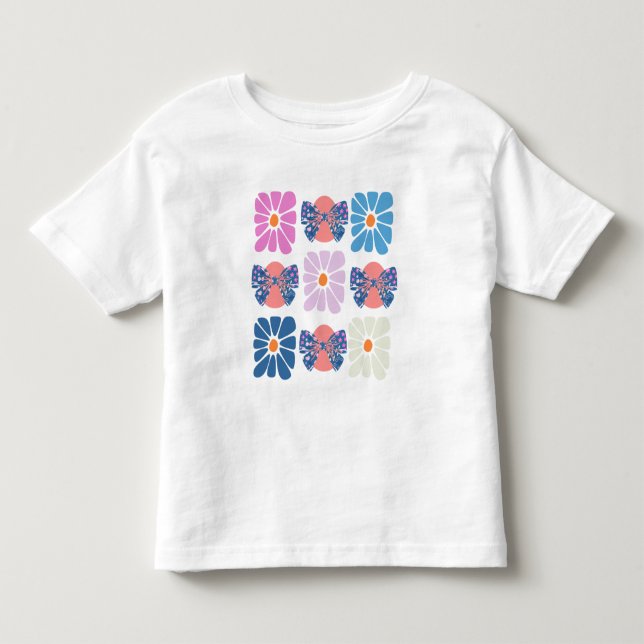 Boho retro Blumenoster Kleinkind T-shirt (Vorderseite)