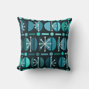 Boho Retro Bowls Lines Aquamarin Kissen
