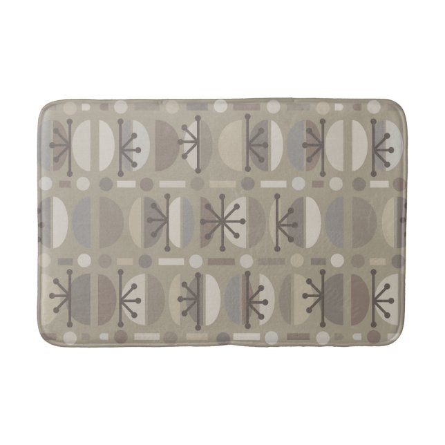 Boho Retro Bowls Lines Taupe Badematte (Vorderseite)