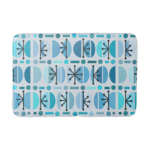 Boho Retro Bowls Lines Turquoise Badematte
