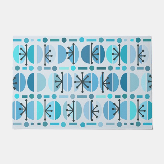 Boho Retro Bowls Lines Turquoise Fußmatte (Vorderseite)