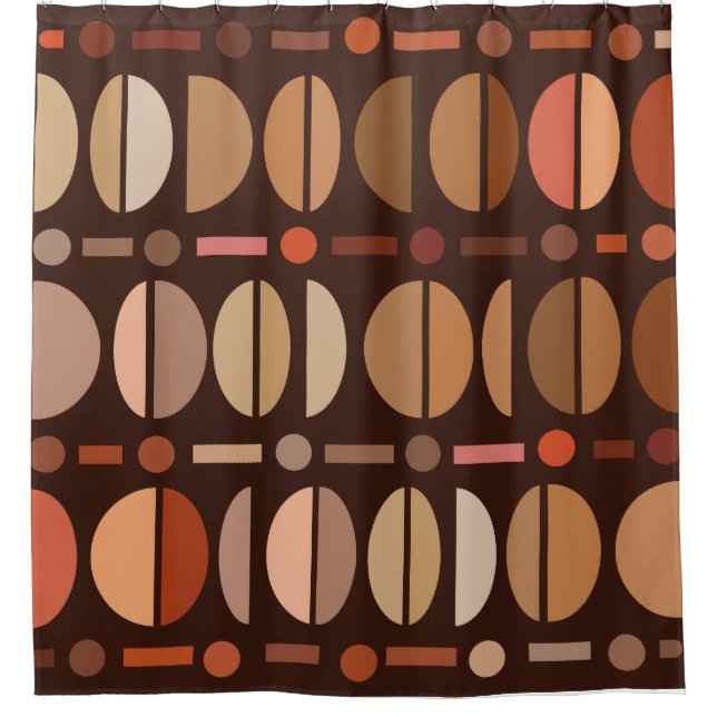 Boho Retro Bowls Muster Dunkle Erdtöne Duschvorhang (Vorderseite)