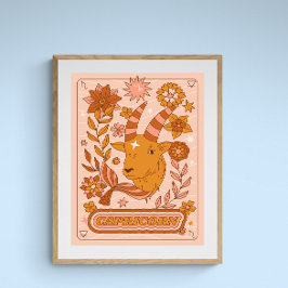Boho Retro Capricorn Zodiac Poster