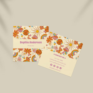 Boho Retro Carte de visite avec Pastel les années