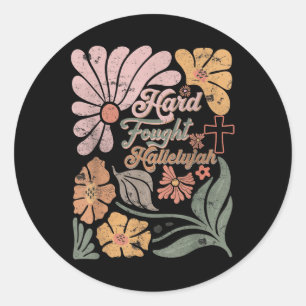 Boho Retro Christlich hart erkämpft Hallelujah Men Runder Aufkleber