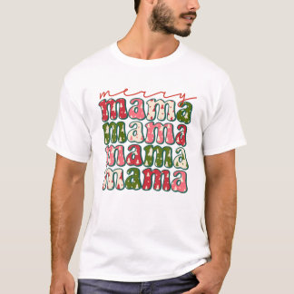 Boho Retro Christmas Mama Mom Mother T-Shirt