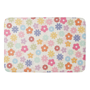 Boho Retro Daisy Blume im Sommer 70 Badematte