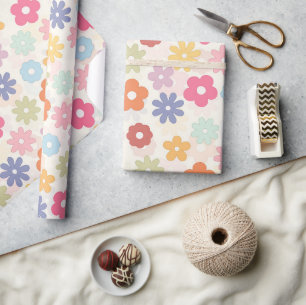 Boho Retro Daisy Blume im Sommer 70 Geschenkpapier