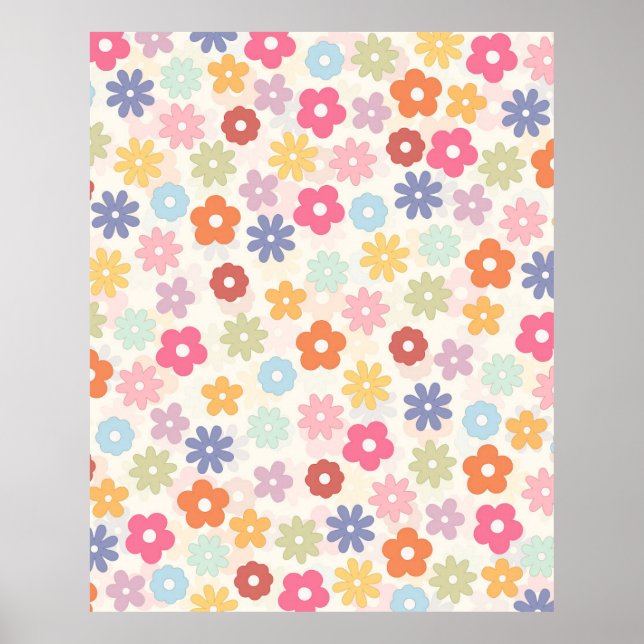 Boho Retro Daisy Blume im Sommer 70 Poster (Vorne)