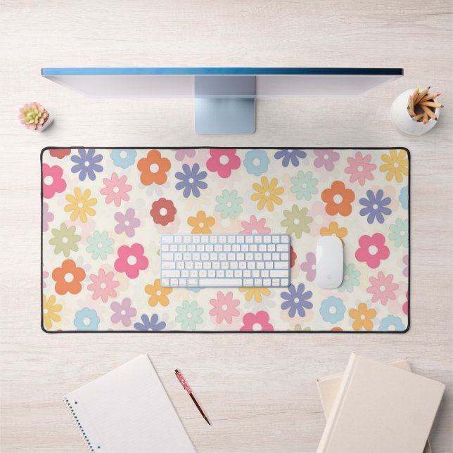 Boho Retro Daisy Blume im Sommer 70 Schreibtischunterlage (Büro 1)