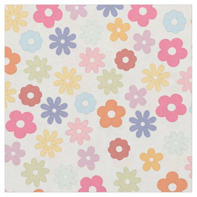 Boho Retro Daisy Blume im Sommer 70 Stoff (Nahaufnahme)