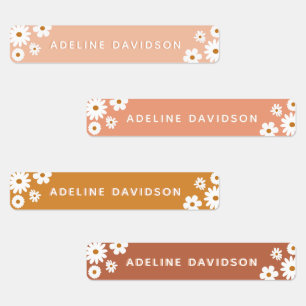 Boho Retro Daisy Thema Einfache wasserdichte Kinde Etiketten