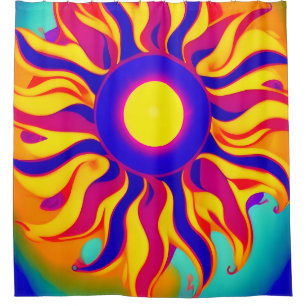 Boho Retro Douche rideau Sunburst Hippie Vintage