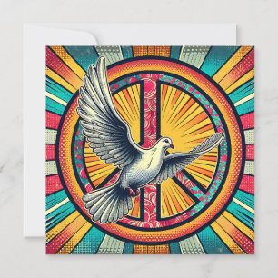 Boho Retro Dove und Peace Sign