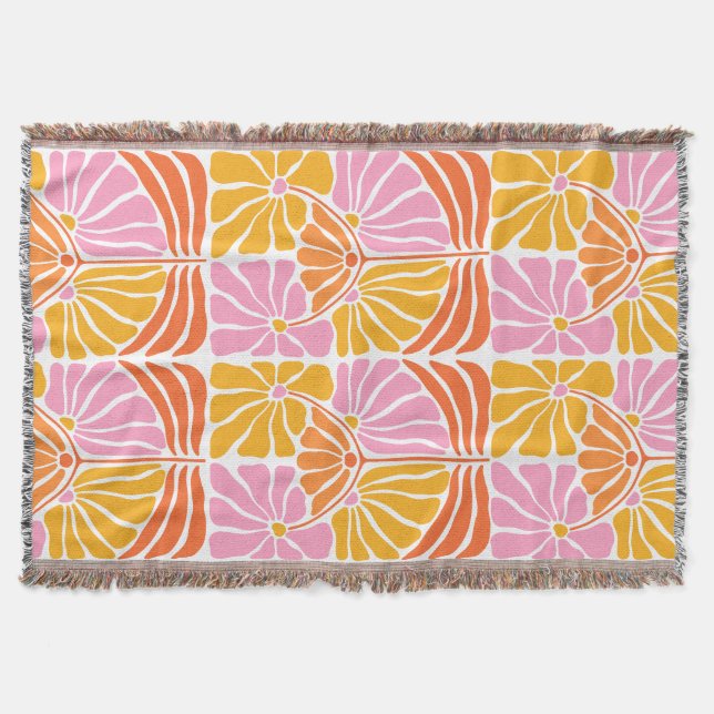 Boho Retro Floral Pattern Decke (Vorderseite)