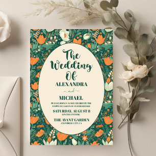 Boho Retro Floral Wedding Einladung