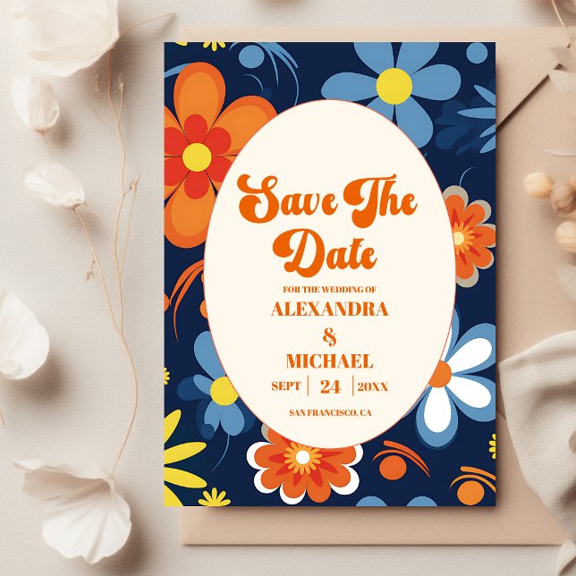 Boho Retro Floral Wedding Save The Date (Von Creator hochgeladen)