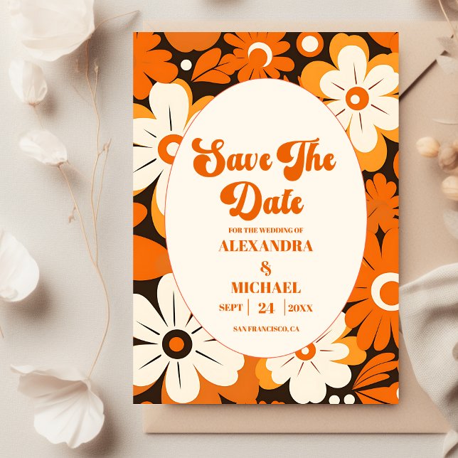 Boho Retro Florale Hochzeit Save The Date (Von Creator hochgeladen)
