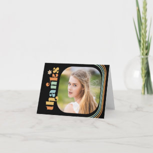 Boho Retro Foto Abschluss Foldover Dankeskarte