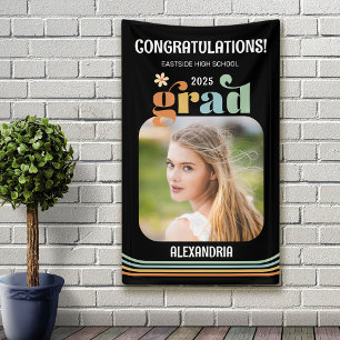 Boho Retro Foto Gratulations Absolventenbanner Banner
