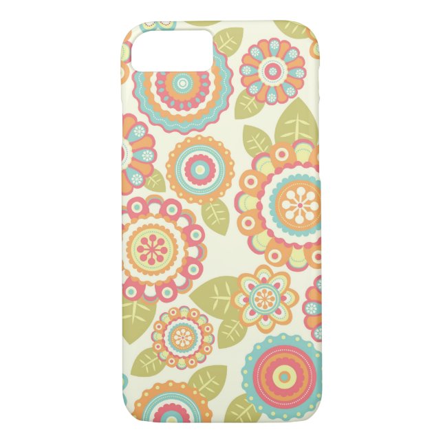 Boho Retro Funky Blume Blumenmuster (Cream) Case-Mate iPhone Hülle (Rückseite)