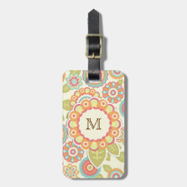 Boho Retro Funky Blume Blumenmuster (Cream) Gepäckanhänger