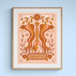 Boho Retro Gemini Zodiac Poster