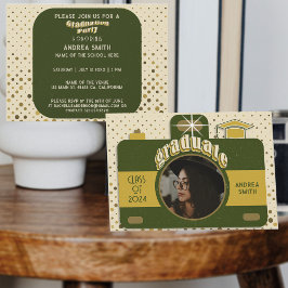 Boho Retro Grad Party Foto Niedliche Vintage Punkt Einladung