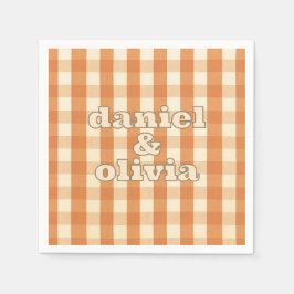 Boho Retro Groovy Colorful Wavy Wedding Serviette