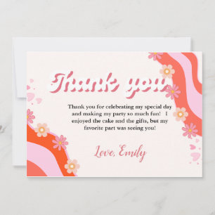 Boho Retro Groovy Daisy Birthday danke Karte