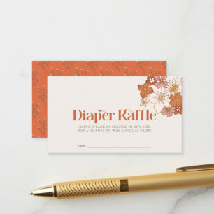 Boho Retro Groovy Floral Girl Diaper Raffle Ticket Begleitkarte
