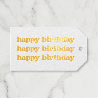 Boho Retro Happy Birthday Gift Tag Gold Unterkunft Geschenkanhänger