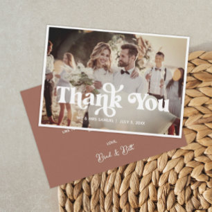 Boho Retro-Hochzeit Danke Foto Karte