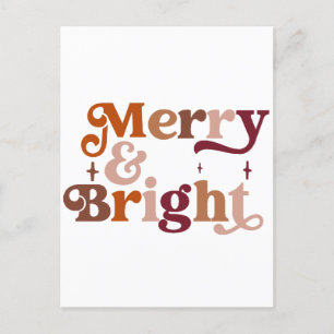 Boho Retro Merry und Bright Feiertagspostkarte