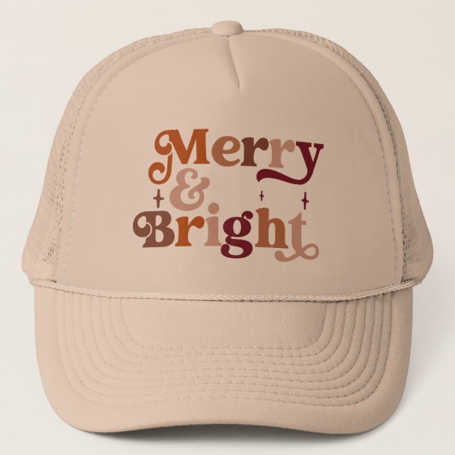 Boho Retro Merry und Bright Truckerkappe (Vorderseite)