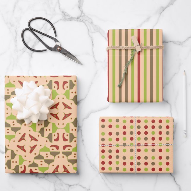 Boho Retro Modern Graphic Geschenkpapier Set (Vorderseite)