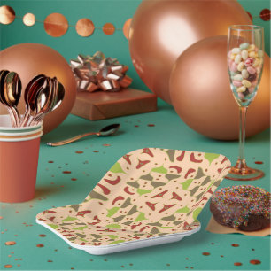 Boho Retro Modern Graphic Paper Plate Pappteller