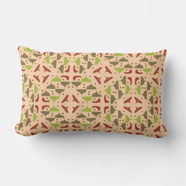 Boho Retro Modernes grafisches Drehkissen Lendenkissen (Vorderseite)